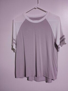 American Eagle Outfitters Short-Sleeve Raglan Tee in Lavender and White